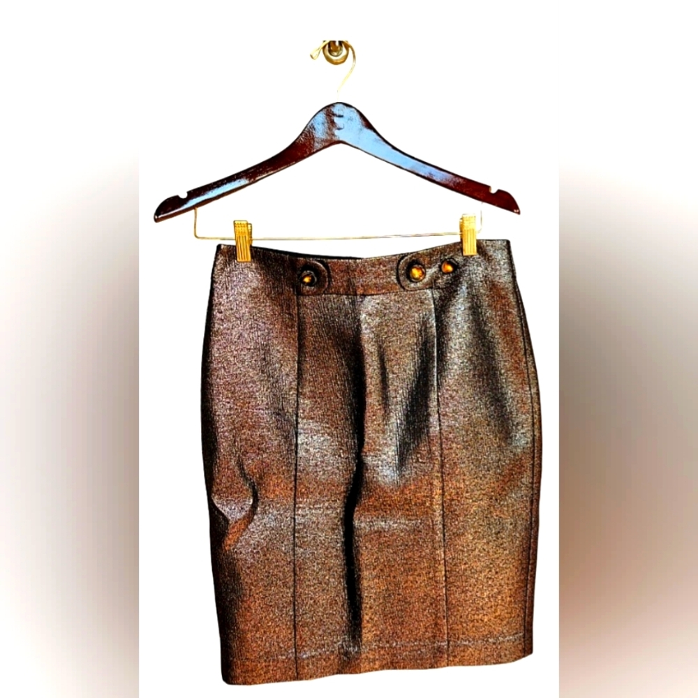 Vintage Rare Metallic Bronze Brown Skirt. Sparkling Shimmery Unique fabric. 4